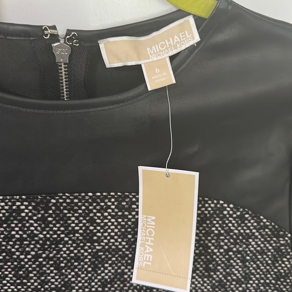 Michael Kors Chic Black Leather Snakeskin Design Dress! Sz 6! New with tags! - Picture 2 of 4